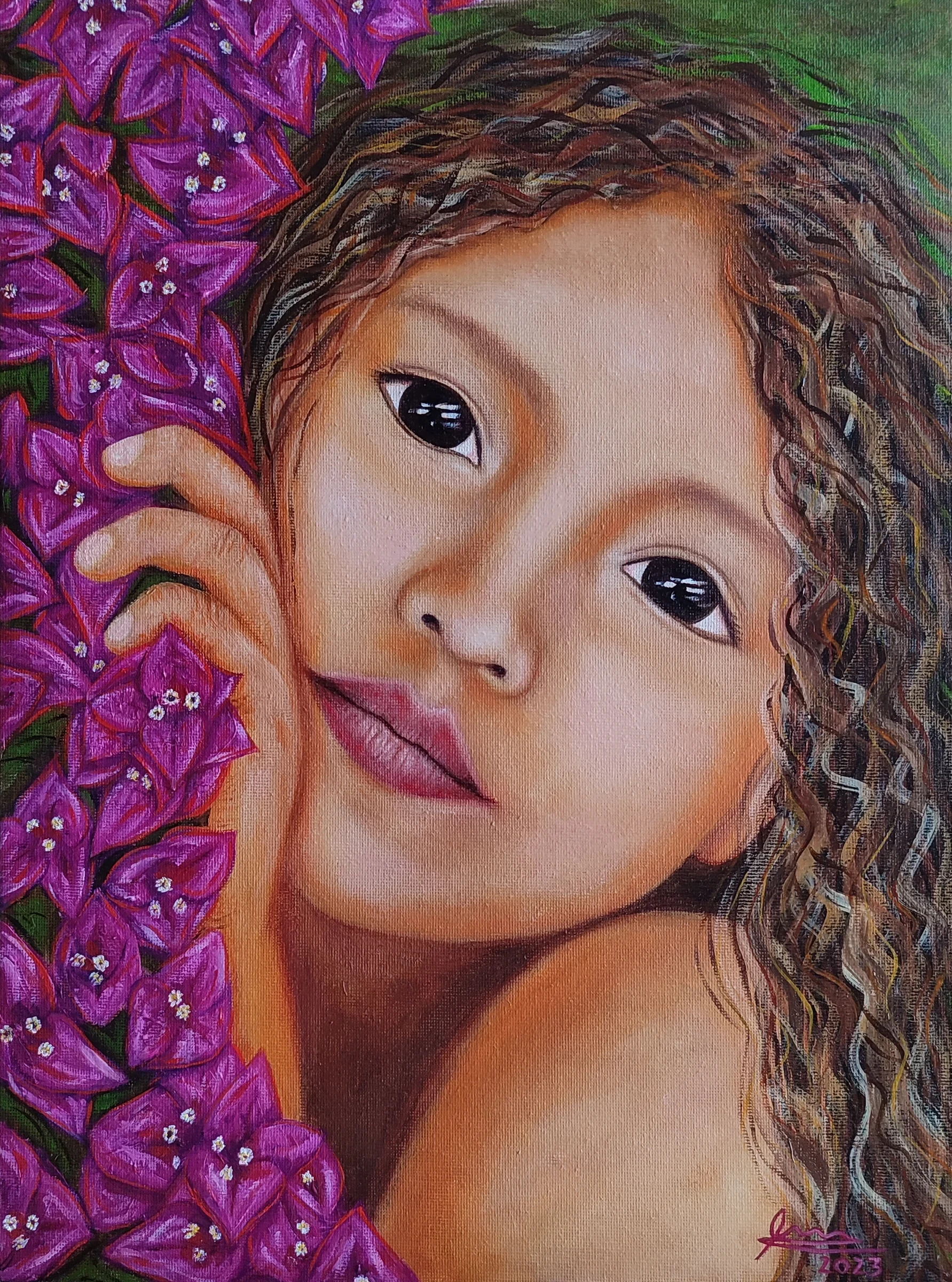 Obra pictórica «Niña buganvilla» de Giovanna Mosquera